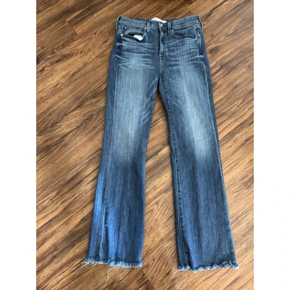 AYR Jeans Womens 30 The Pop Straight Leg Fray Hem High Rise Stretch Blue - Picture 2 of 9